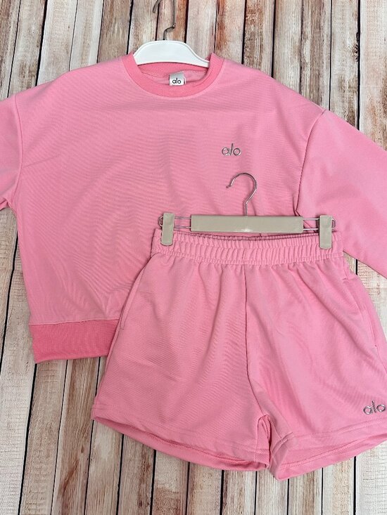 ALO Yoga Tops - Women's Pink ALO Long-Sleeve Top and Shorts Size M